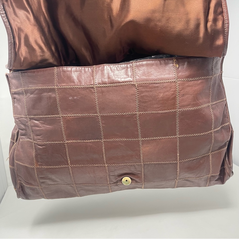 Vintage Uruguay Leather Patchwork Hobo Bag | Early 2000s | Brown Artisan Leather - Picture 5 of 10